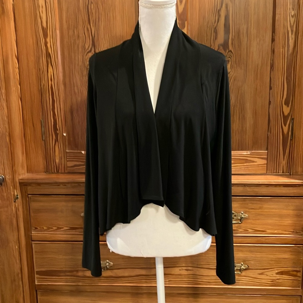 Sympli Black open front sweater jacket sz 10